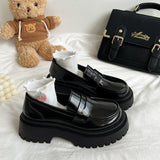 Niulatu Thick Bottom Black Flats Slip-On Loafers New All-Match Heightening British Style Women Shoes Zapatos De Mujer DJSE
