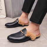 Niulatu Loafers Slipper Half Shoes For Men Luxury Designer Flats Winter Zapatillas Hombre Casual Shoes Sapato Social Masculino Mules DJSE