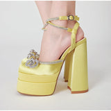 Niulatu Women Pumps Super High Heels Plus Size Crystal Female Sexy Sandals Butterfly Knot Fashion Platform Ladies Summer Shoes New 2025 DJSE
