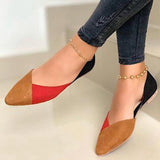 Niulatu Women's Ballet Flats Loafers Autumn Flat Shoes for Women Pointed Toe PU Slip on Shallow Casual Mixed Color Ladies Shoe DJSE