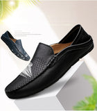 Niulatu Mens Shoes Casual Luxury Brand Summer Men Loafers Genuine Leather Moccasins Light Breathable Slip on Boat Shoes JKPUDUN DJSE