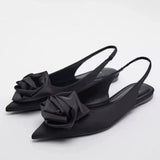 Niulatu Women Flat Shoes Summer Fashion Flower Flat Lady Shoes Back Strap Lazy Pointy Luxury Low Heel Flat Sandals DJSE
