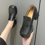 Niulatu Women Chunky heels Height Increase Shoes Ladies Vintage loafers Japanese Student Shoes College Style High Heels DJSE