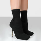 Niulatu Women Ankle Boots Shoes Square Toe Knitted Ladies Socks Boots High Heels Fashion Female Short Boot Woman Booties 2025 DJSE