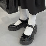 Niulatu Women Platform Flat Oxford Shoes Black Lace Up Leather Casual Round Toe Spring Autumn Shoes Heighten Waterproof Shoes Plus Siz DJSE