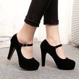 Niulatu Shoes Woman Pumps Ankle Strap Wedding Party Shoes Platform Dress Women Shoes High Heels Suede Ladies Shoes size42 DJSE