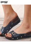 Niulatu Sandals Women's 2025 Summer New Metal Buckle Willow Nails Fish Mouth Roman Outdoor Beach Comfortable Shoes DJSE