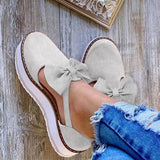 Niulatu Women Bowtie Platform Flat Loafer Summer Shoes Ladies Slip On Cover Heel Shoes Female Sewing Woman Fashion Footwear Plus Size DJSE