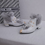 Niulatu In Ladies Winter Fox Boot Fur Boots Women Woman Winter Furry Women's Shoes High Heels platform boots Modern Boots Plush DJSE