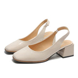 Niulatu Women Pumps Elastic Heel PU Leather Upper Comfortable Round Head Slip-on Beige White 2025 Casual Cute Slippers Ladies Shoes DJSE