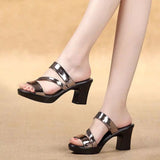 Niulatu 2025 Women's Chunky Sole Comfortable Thick Heel Non-slip Slippers Summer Fashion High Heel Sandals For Women Shoes Gold DJSE