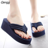 Niulatu Shoes Lady House Slippers Platform Slides Low on A Wedge Rubber Flip Flops Summer Sand New Woman's Candy Colors DJSE