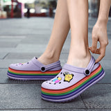 Niulatu Cartoon Summer Clogs Women Platform Sandals Casual Women EVA Sandals Rainbow Bottom Garden Shoes Women sandalias verano DJSE