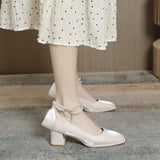 Niulatu Bride Shoes Women Sandal Mary Jane Red Style Wedding Designer Flat Pearl Decoration Mid-Heel Chaussure Luxury Pump DJSE