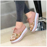 Niulatu Women's Shoes 2025 Trendy Size 43 Flats Women Casual Platform Shoes Woman Socofy Lace Up Loafers Shoes Zapatillas Mujer DJSE