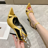 Niulatu Women Sandals Satin Hollow High Heels Stiletto Fashion Sandles Women Heels Ladies Shoes Women's Sandals DJSE