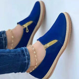 Niulatu Women's Casual Shoes Fashion Solid Color Platform Hemp Rope Flats Lightweight Comfortable Side Zip Loafers Zapatillas Mujer DJSE