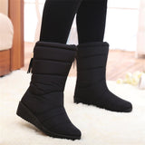 Niulatu New Winter Boots Women Waterproof Snow Boots Female Faux Fur Plush Warm Shoes For Women Down Boots Mid-calf botas de mujer DJSE