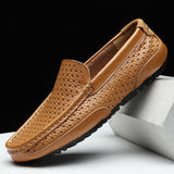 Niulatu Men Casual Shoes Luxury Brand Genuine Leather Mens Loafers Moccasins Soft Breathable Slip on Boat Shoes Plus Size DJSE