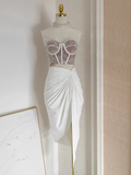 Niulatu 2 Pieces Top and Skirt Ivory Women's Long Vacation Dresses SD330