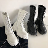 Niulatu Boots Ladies Lace-Up Shoes for Women Keep Warm Platform Zipper Ankle Boots Soft Women Shoes Winter Boots Botas Mujer DJSE