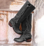 Niulatu Women Vintage Shoes Women Tassel Over Knee Casual Boots Fashion Round Toe Knight All Match Buckle Ring 2025 DJSE