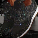 Niulatu Women's Sneakers Flat Vulcanized Shoes Woman Lace up Bling Ladies Platform Female Casual Fashion Spring Women Footwear DJSE
