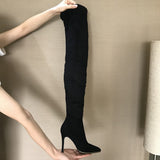 Niulatu Brand Stretch Suede Leather Thigh High Heels boots Women Winter Boots Stiletto Heels Sexy Over the Knee Boots Female Shoes DJSE
