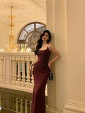 Sexy Mermaid Spaghetti Straps Grape Sleeveless Prom Dresses Party Dress Summer Birthday Outfits 20th Birthday Dresses HZ1214