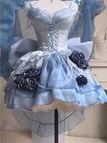 Niulatu Ball Gown Blue Satin Short Birthday Dresses Birthday Outfits SD583
