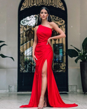 Niulatu Simple Mermaid Prom Dress With Split Red Evening Dress HZ1007
