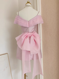 Niulatu A Line Spaghetti Straps Pink Ruffles Vacation Dresses Short Sequin Birthday Outfits SD335