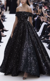 Niulatu Off The Black Sequins Prom Dress Formal Evening Dress HZ1007
