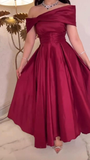 Niulatu Off The Shoulder Evening Dress Simple Pure Color Evening Gown HZ1007