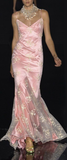 Niulatu Spaghetti Straps Satin Lace Mermaid Evening Dress Formal Prom Dress HZ1007