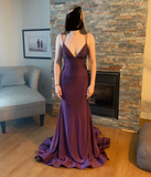 Niulatu Mermaid V Neck Prom Dress Fashion Evening Dress With Trail HZ1007
