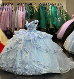 Niulatu Blue Sparkly Off The Shoulder Appliques Prom Dress Quincea?era Dress Sweet 16 Prom Dress Ball Gown HZ0113