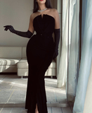 Niulatu Black Mermaid Prom Dress Black Evening Dress HZ1007