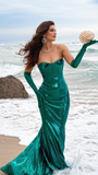 Niulatu Green Sweetheart Mermaid Evening Dress Long Prom Dress HZ1007