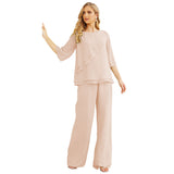 Niulatu Chiffon Mother of The Bride Dress Plus Size Pant Suits Ruffle HZ1007