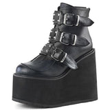Niulatu Dropshipping INS Hot Brand High Platform Ankle Boots Women 2025 Fashion PVC Strap Decorating High Wedges Shoes Woman DJSE
