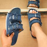 Niulatu Shoes Women Comfortable Sandals Ladies Slip-On Wedge Sandals Sports Beach Walk Shoes Summer Fashion Denim Casual Sandalias DJSE