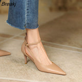 Niulatu Fashion French Fashion Ladies Pointed Toe Strap Stiletto Shoes Hollow Roman Toe Sandals Women Elegant Banquet Shoes DJSE