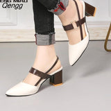 Niulatu Hollow Coarse Sandals High-heeled Shallow Mouth Pointed Pumps Female Sexy High Heels Large Fashion Woman Shoes DJSE