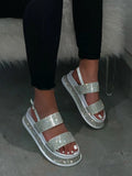 Niulatu Summer Beach Bling Bling Crystal Rome Ladies Sandals Rhinestone Platform Cutouts Wedges Women Sandals Shoes Woman DJSE