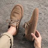 Niulatu Men's Suede Genuine Leather Casual Shoes Lace-up Men Light Comfortable Driving Flats Mens Outdoor Oxfords Shoe DJSE