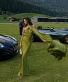 Niulatu Green Backless Party Dress Sexy Long Prom Dress Evening Gown HZ1007
