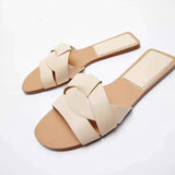 Niulatu Women's Flat Slippers Sandals Shoes For WomanOpen Toe Rear Empty Beach Shoes Luxury Designer Shoes Flat Sandal DJSE