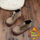 Niulatu Short Boots Japanese Thick-Sole Students Doll Shoes Mori Round Head Lace-Up Ankle Boots College Wind Womens Boots DJSE
