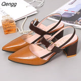 Niulatu Hollow Coarse Sandals High-heeled Shallow Mouth Pointed Pumps Female Sexy High Heels Large Fashion Woman Shoes DJSE